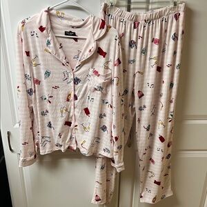 Kate Spade Pink Pajama Set, Womens, Size XL, Christmas Print